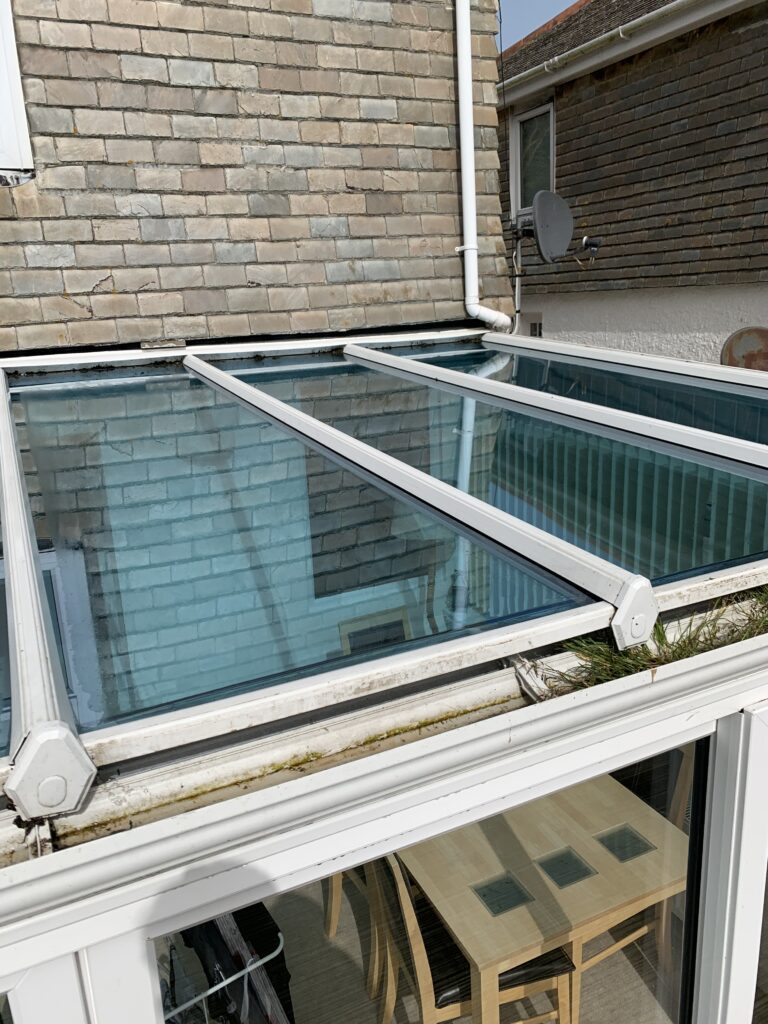 conservatory roof clean after caked on seagull mess