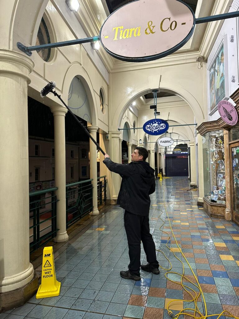 Soft washing at Torquay shopping centre